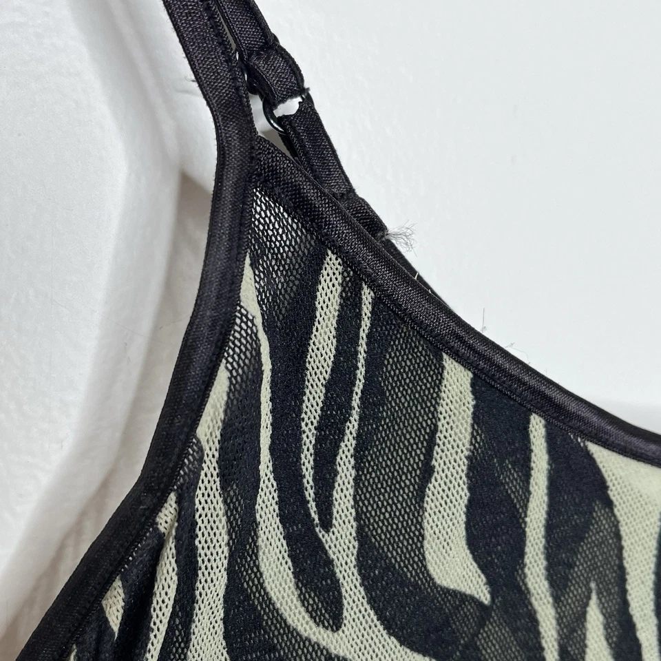 Camiseta sin mangas Cosabella Vintage Y2K transparente larga cami para mujer talla M con estampado animal malla sin cordones Foto 2 de 4