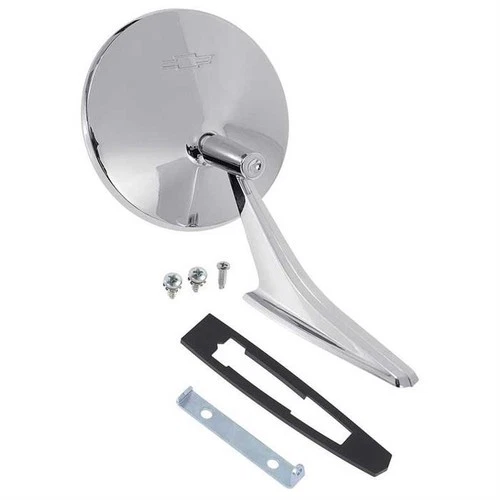 OER CM3006 1966-72 Outer Door Mirror w/Bow Tie Logo/Ribbed Base