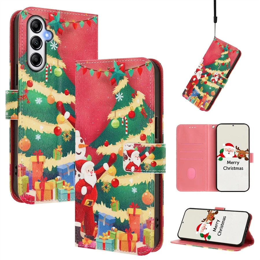 For Samsung A06 A16 A17 A36 A54 A34 A15 A53 Case Christmas Pattern Wallet Cover - Image 2 of 4