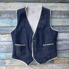 Vtg 70s 80s Levis Orange Tab Sherpa Lined Denim Vest Large 60605 USA Made Indigo