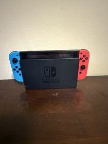 Nintendo Switch Neon Blue/Red Console with Dock & Mario Kart 8 - READ