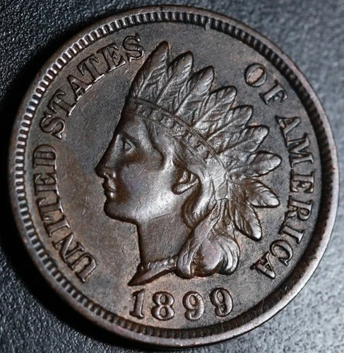 1899 INDIAN HEAD CENT -With LIBERTY & Near 4 DIAMONDS - AU UNC