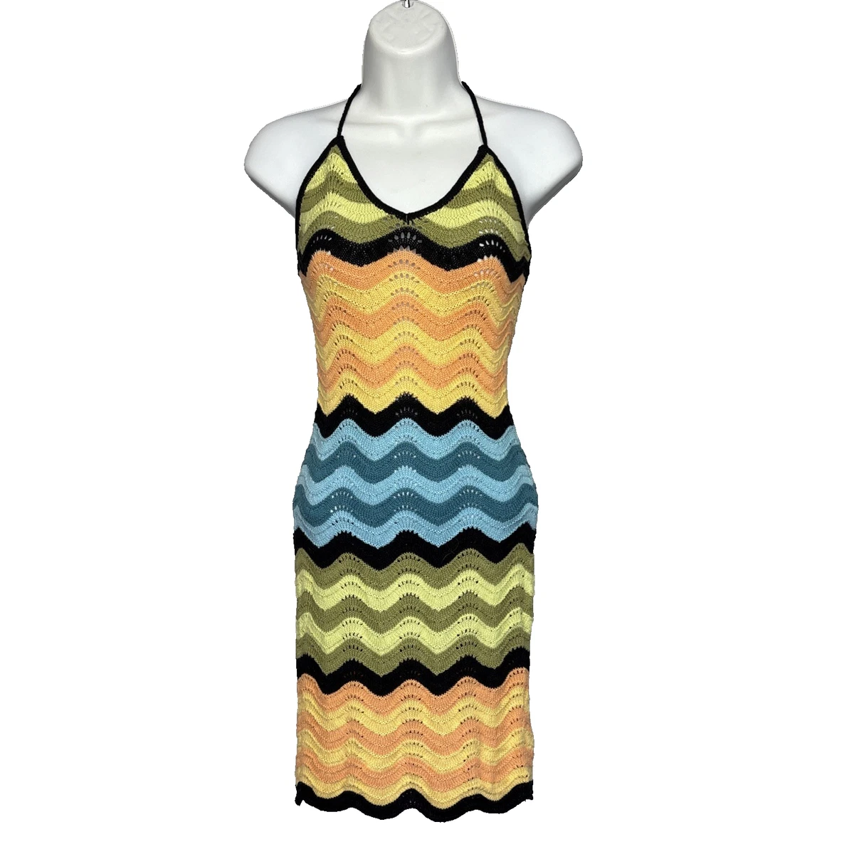 solid halter dress Solid Color Halter Neck High Slit Mini Bodycon Dress Blue Zone Planet Brown / M by Blue Zone Planet main image 1