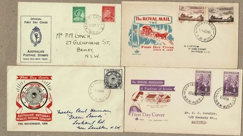 Australia 1937 - 1955 lot group FDC x4 inc Coronation NSW Postmarks