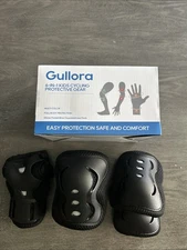 Kids Protective Gear Knee, Elbow And Wrist Pads New Black Ages 8-12!!