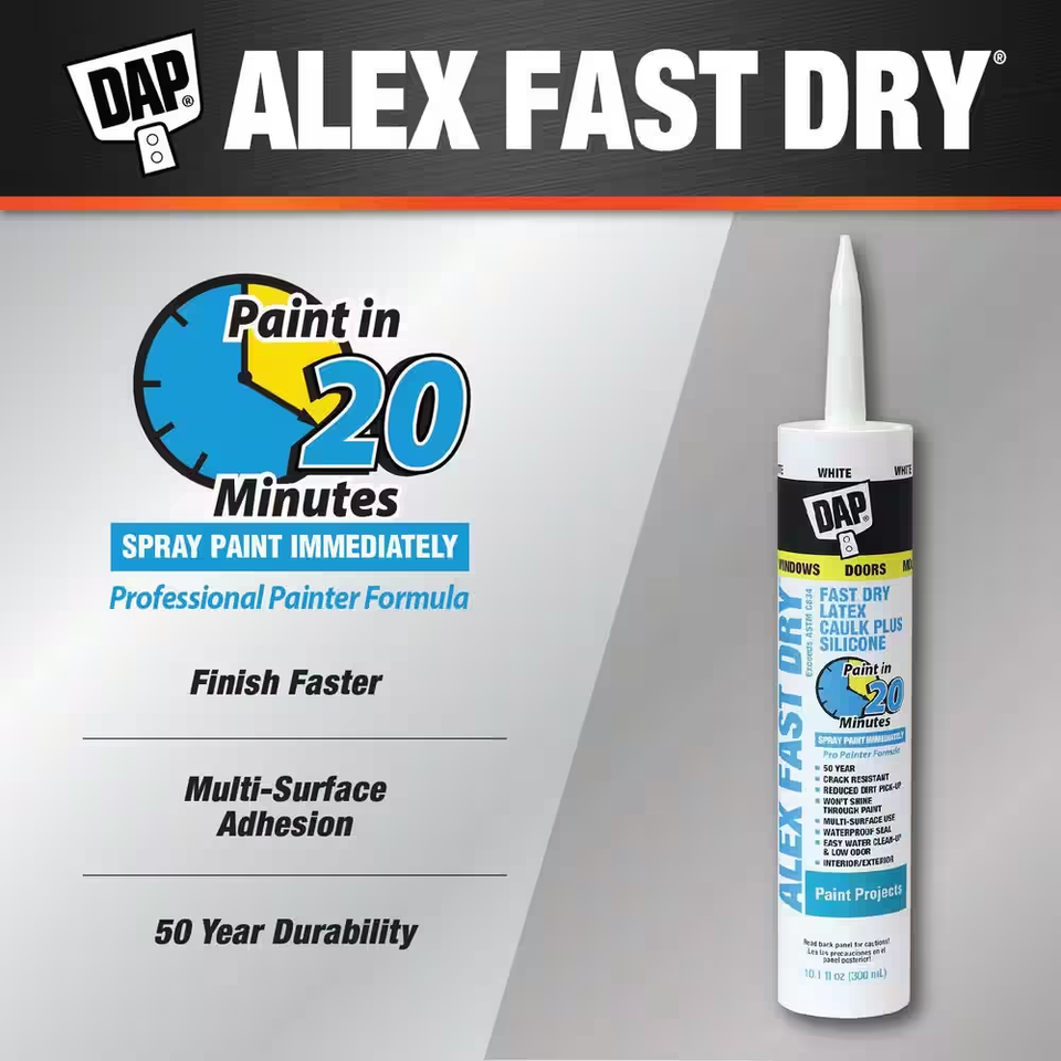 Alex Fast Dry 10.1 Oz. White Acrylic Latex plus Silicone Caulk eBay