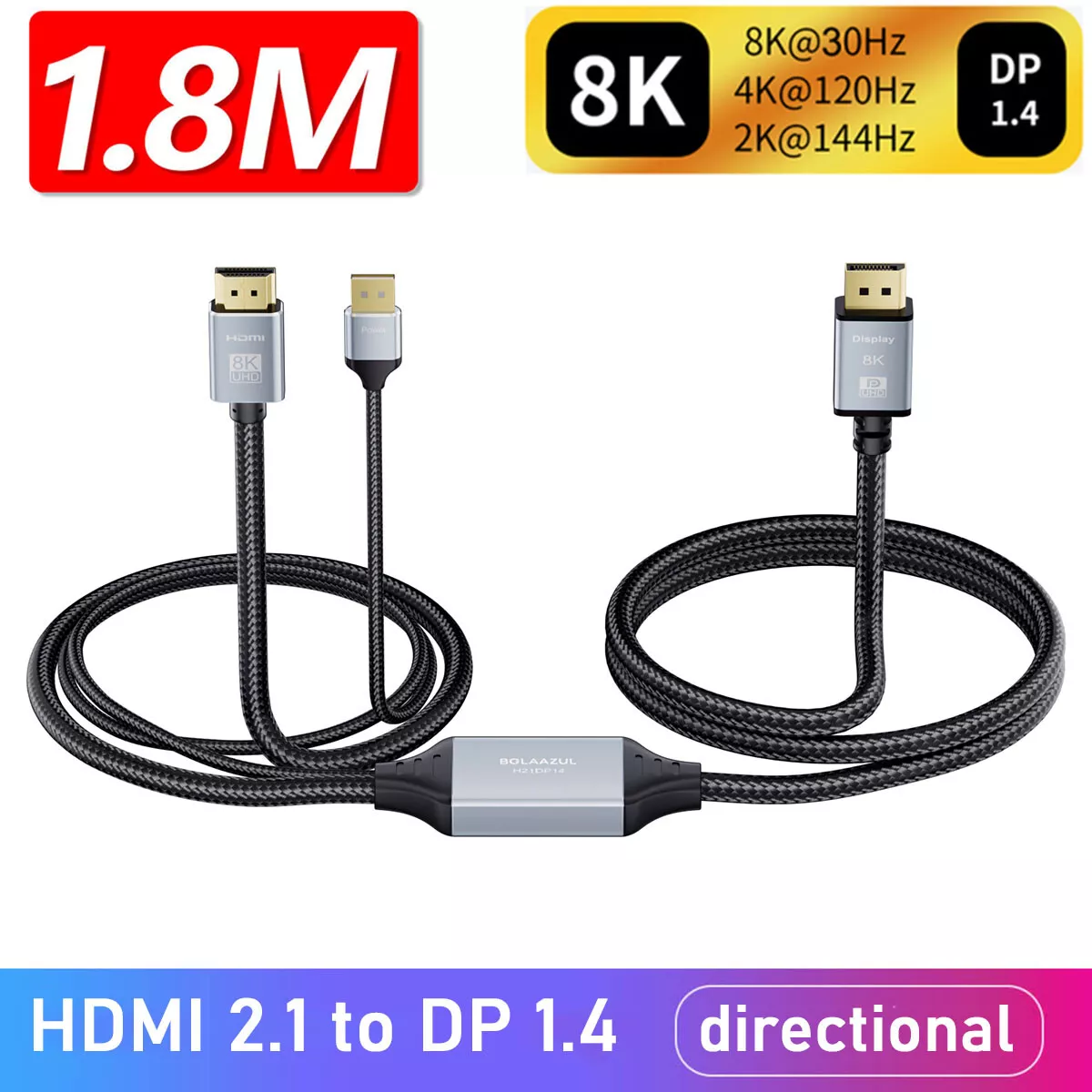 8K 2.1 HDMI to Dp1.4 Conversion Cable HDMI to Dp with Chip HDMI-Compatible  to Displayport HD Conversion Adapter Head for TV PS4 PRO Laptop Projector -  China Type C USB HDMI Cable