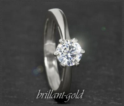 Diamant Brillant 585 Gold Damen Ring; 0,87ct, Si1; 14 Karat Weißgold Solitärring - Bild 1 von 4