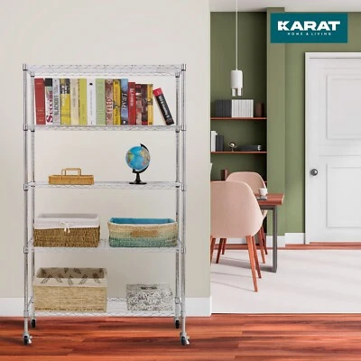 Gitterregal MAYA verchromt Rollen Regal 89 x 34 x 150 cm Metallregal Lagerregal - Bild 1 von 4