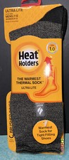 NEW Heat Holders Charcoal ULTRALITE Thermal Crew Sock Brushed 1.0 TOG- Men/Women