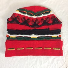 Vtg 3D Texture Ugly Ski Sweater Abstract Sock Hat Beanie Hip Hop Rap 80's 90's