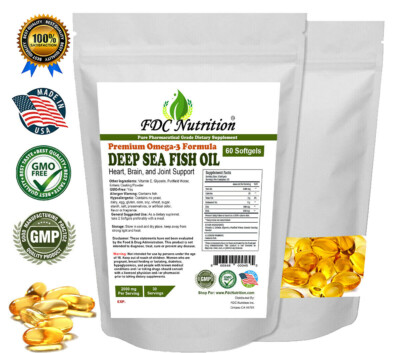 Fish Oil Omega 3 DHA/EPA 2000 mg 60 Softgels FRESH SHIPPING Pharmaceutical Grade