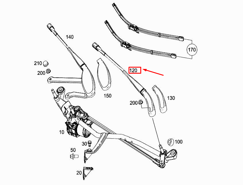Mercedes-Benz E W213 2020 Front Wiper Blade Arm A2138205402 Nar334  