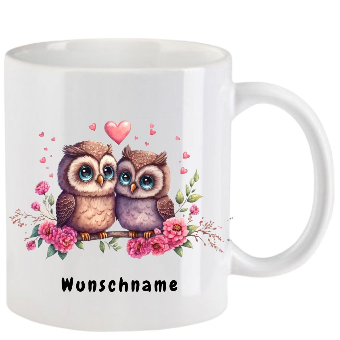 Tasse mit Eule aquarell - inkl. Wunschname - 15 Motive
