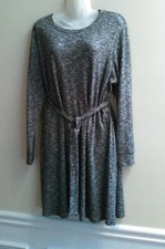 NWT Time & Tru Gray Sweater dress Stretch Knit Size Large Tie Waist Long Sleeve