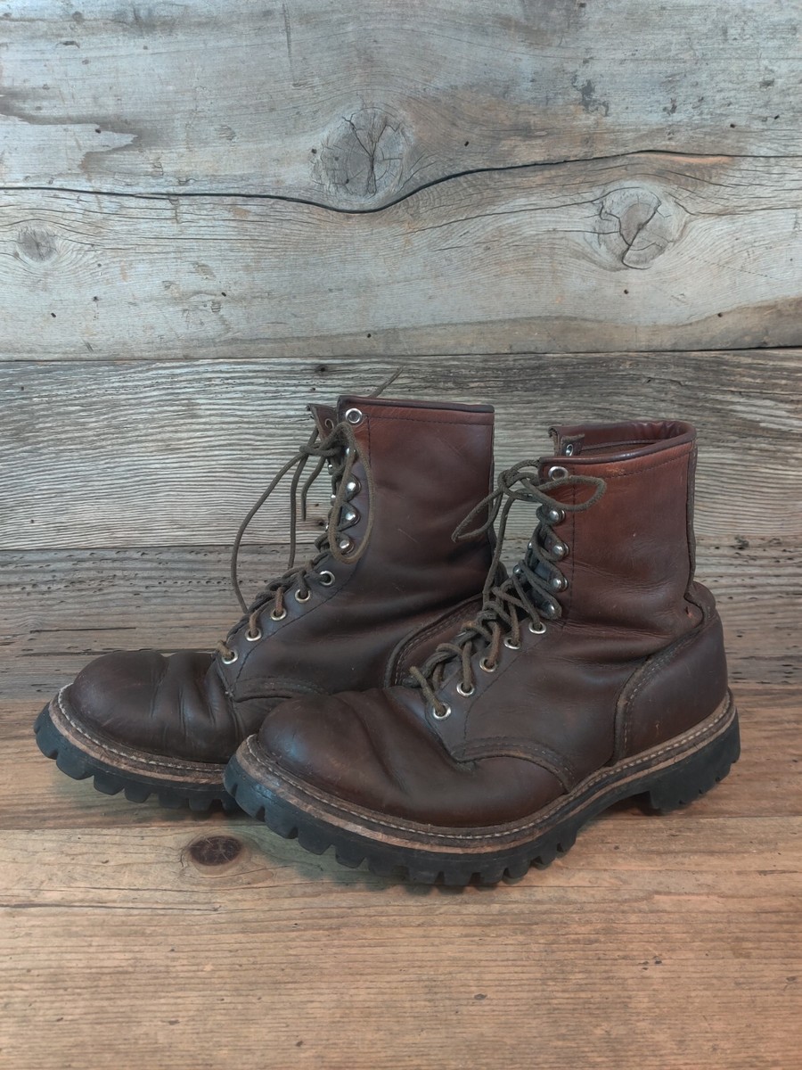 VTG MENS BROWN LEATHER WORK BOOTS sz 8EE | eBay