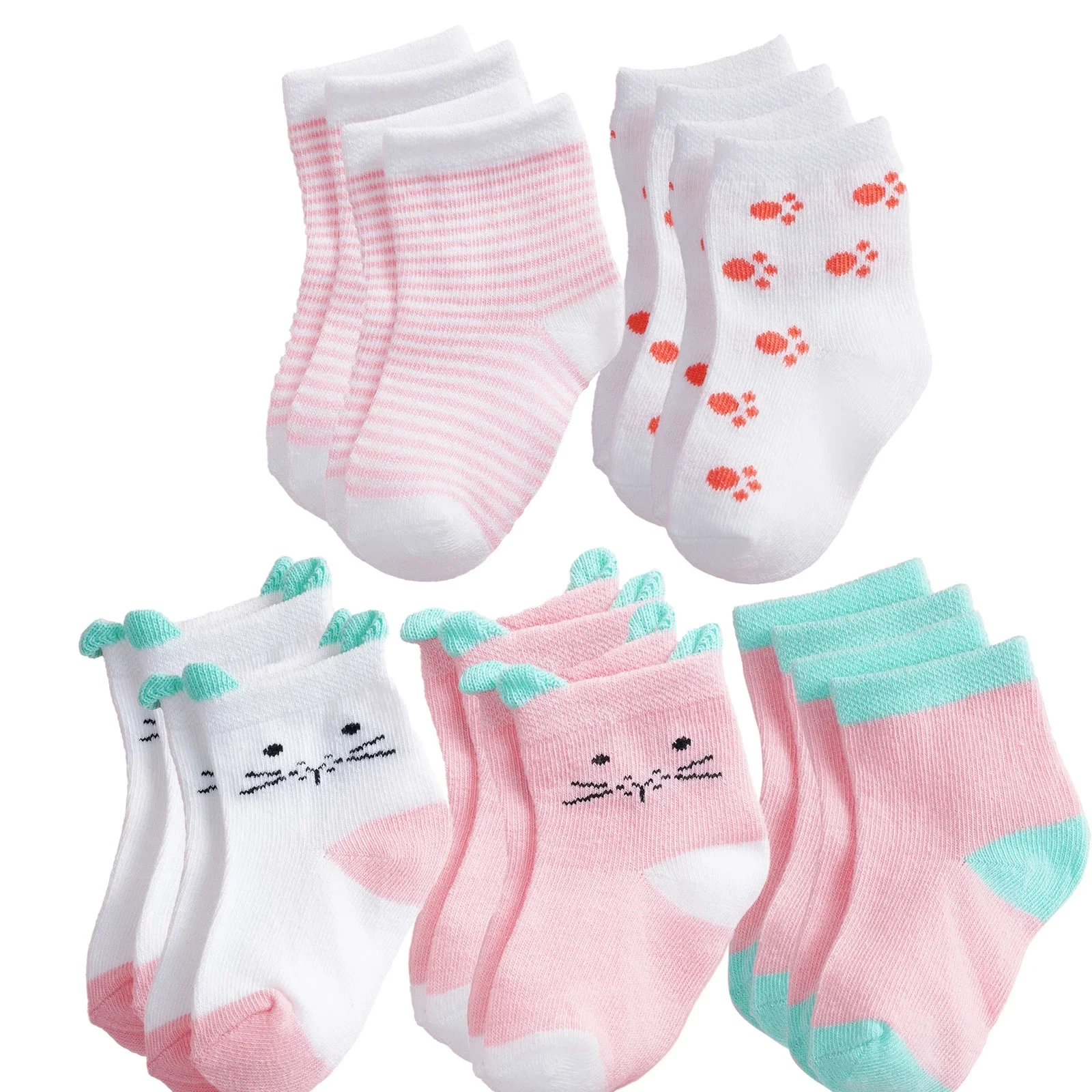 10 Pairs/Set 0-12Month Newborn Baby Girl Sock Cotton Solid Soft Infant Socks Gir