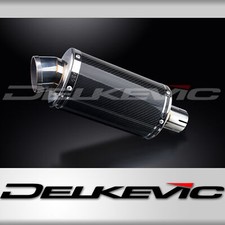 Silenciador de escape Delkevic Slip On 14" ovalado de acero inoxidable para motocicleta con correa