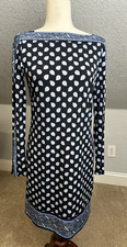 Michael Kors Dress Womens Small Blue Mandala Paisley Print 3/4 Sleeves Shift