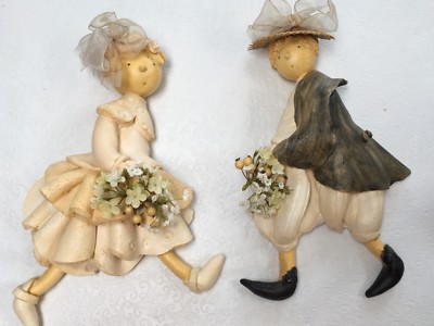 BECASSINE WALL ART FROM FRANCE. BRIDE AND GROOM HAND-CRAFTED FIGURINES