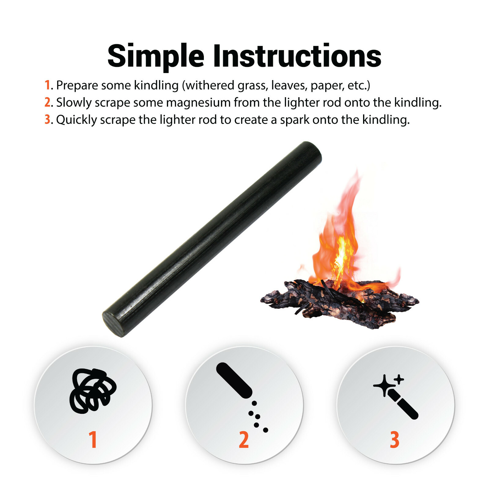 Pack of 8 Ferrocerium 5/16" Flint Fire Starter Survival Camping Rods