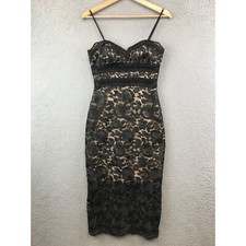 XScape Women’s Black Floral Lace Scallop Hem Sheath Dress size 2