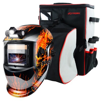 TRQWH True Color Welding Helmet Auto Darkening Light Solar & Welding Backpack