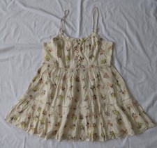 Urban Outfitters Cream Floral Tiered Babydoll Top Mini Dress Womens Size Medium 