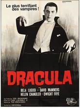ORIG Dracula French Grande Movie Poster 1960's Folded Horror/Vampire Bela Lugosi