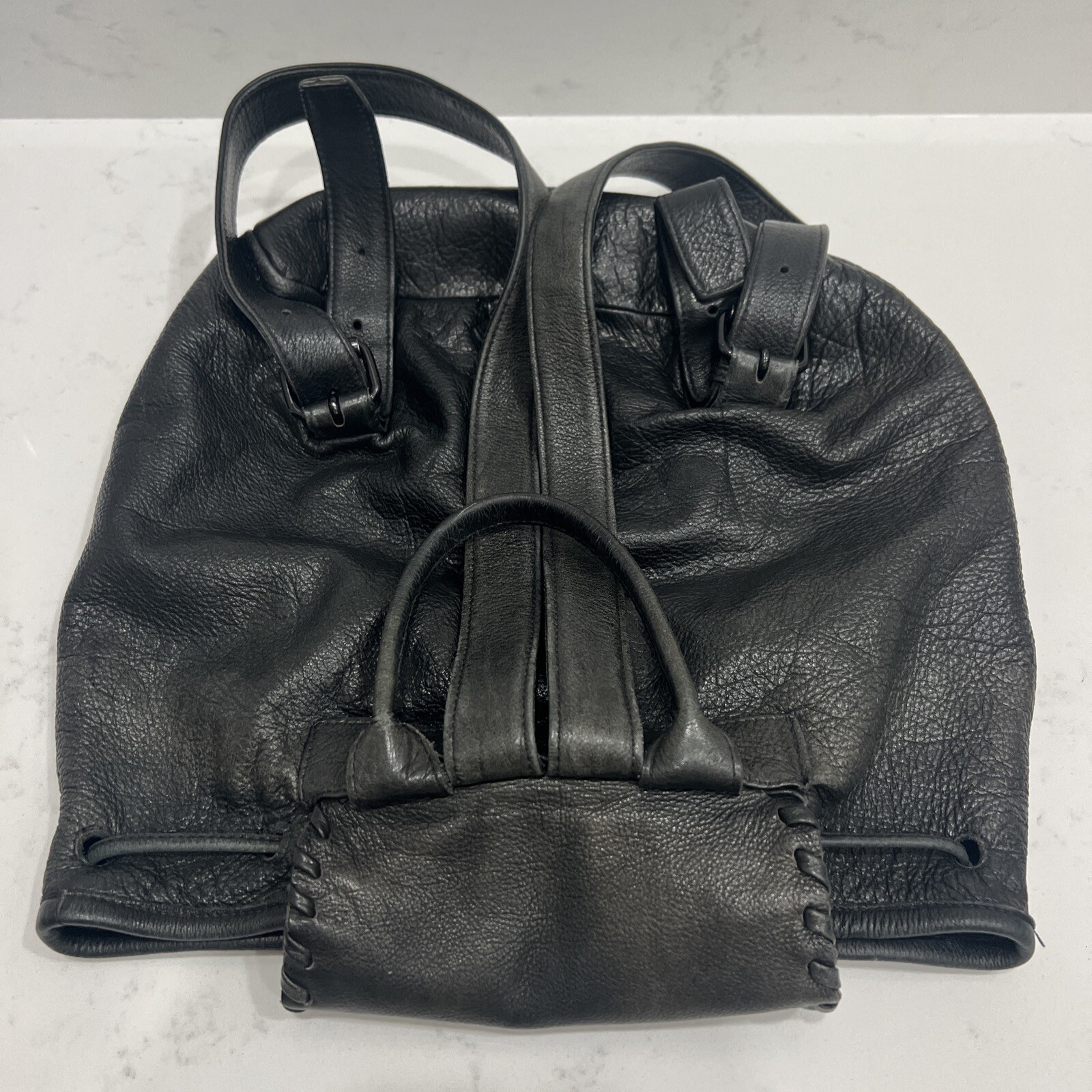 LAGGO TASSEL DRAWSTRING BAG BACKPACK BLACK PEBBLE… - image 12