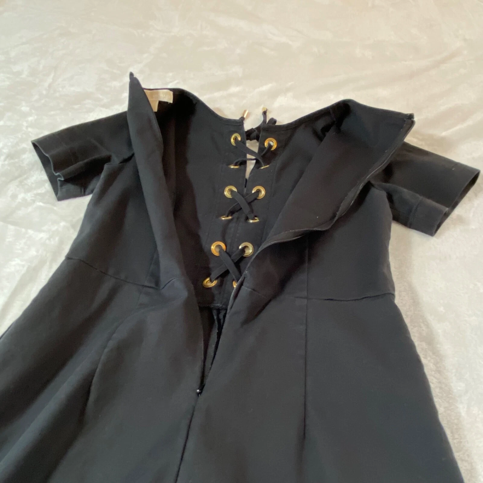 Abito donna nero Michael Kors tg 4 manica corta stringato davanti occhielli