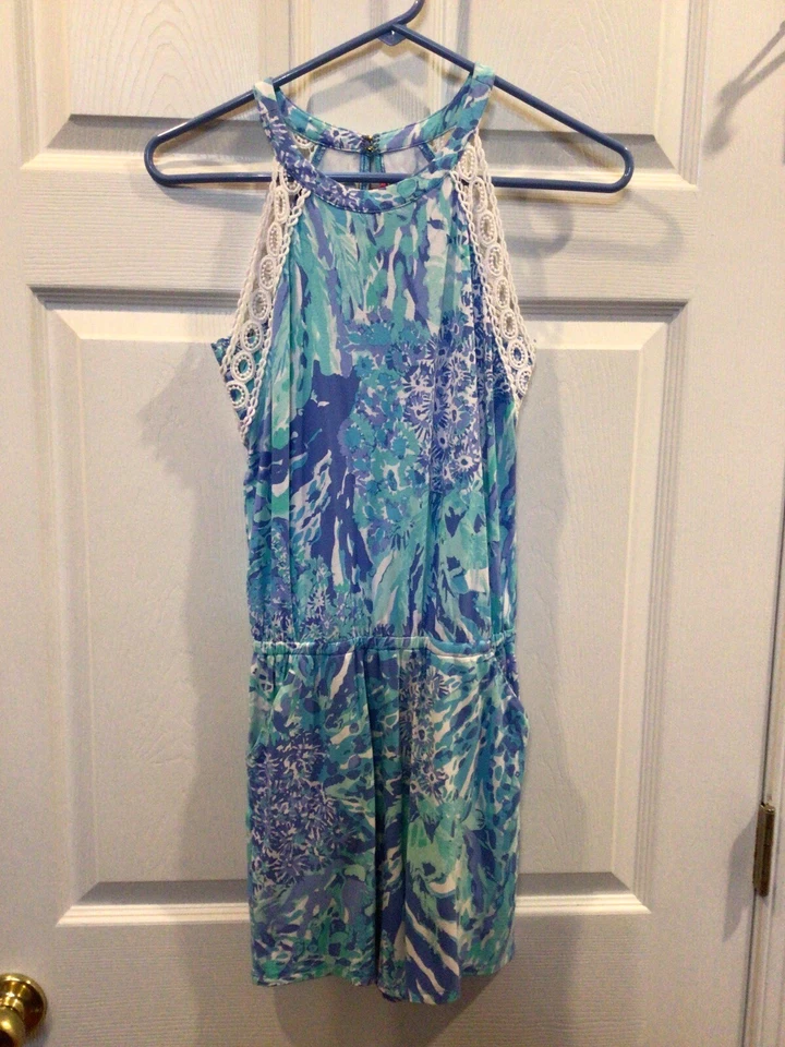 Mameluco Lilly Pulitzer Lala encaje azul refugio Hey Hey Soleil XXS Foto 2 de 4