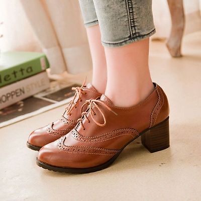 womens chunky brogue shoes