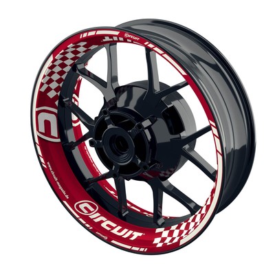 Felgenaufkleber Motorrad Wheelsticker Circuit V1 rot