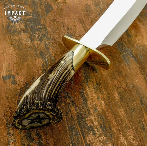 IMPACT CUTLERY RARE CUSTOM D2 INGLOURIOUS BASTERDS BOWIE KNIFE CROWN ANTLER - Picture 5 of 12