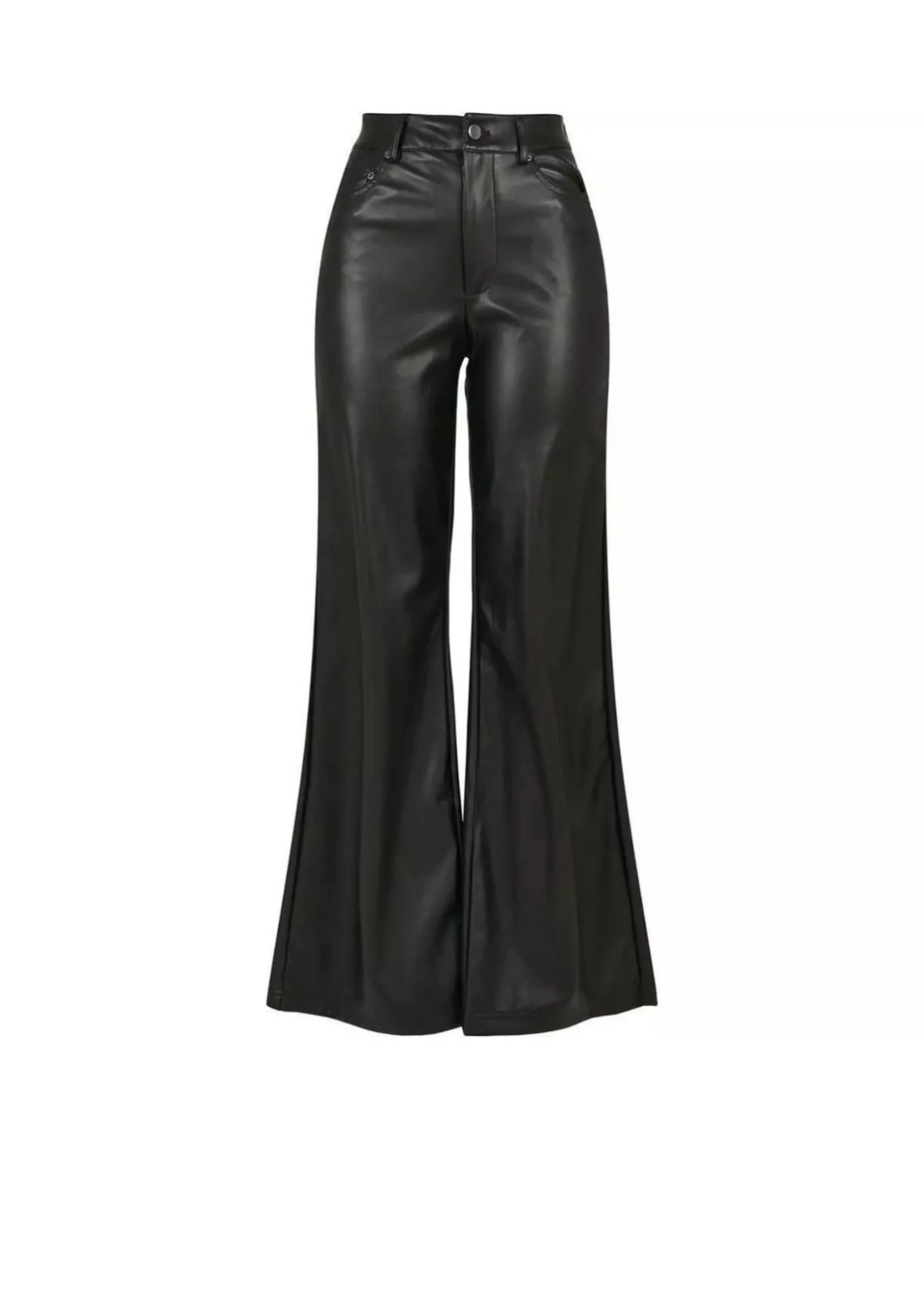 Pantalón de cuero para mujer Pantalón de fondo ancho de gran tamaño con cintu...