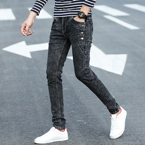 Men Distressed Denim Pants Skin Tight 