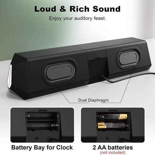 SOULION R80 Bluetooth Computer Speakers, USB Speakers with Digital Clock...SH3 - Picture 3 of 8