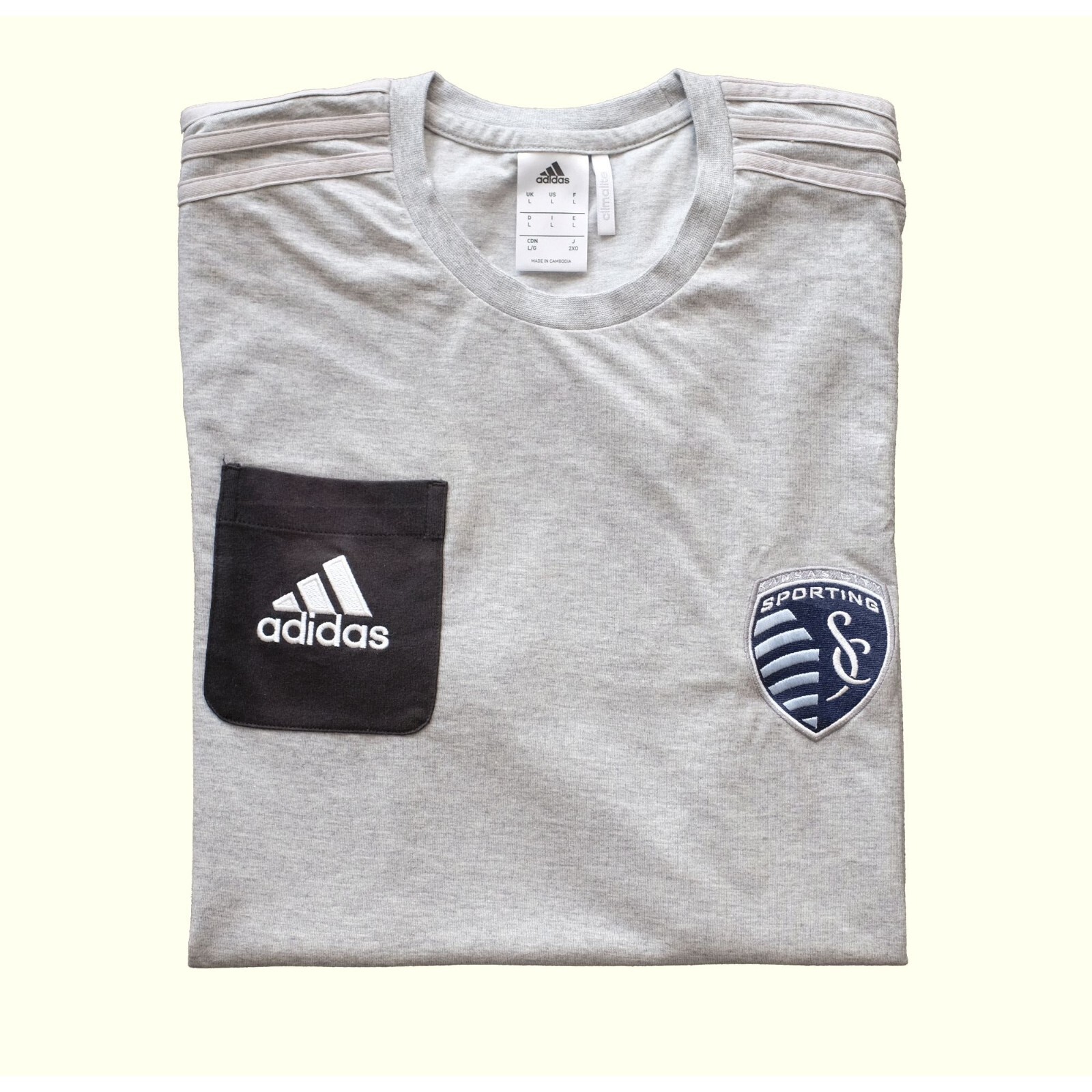 KANSAS CITY SPORTING SOCCER ADIDAS VTG Y2K 90s GRAY ADULT T SHIRT SZ L 2016