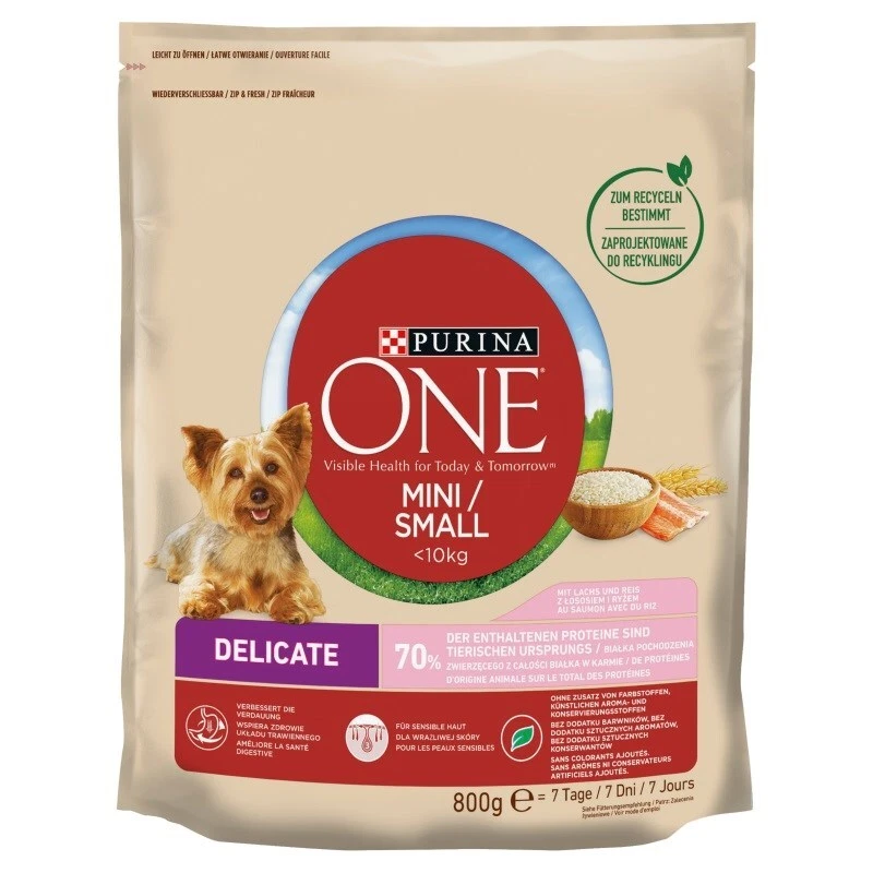 7613036526876 PURINA One Mini Delicate Salmon rice dry dog food