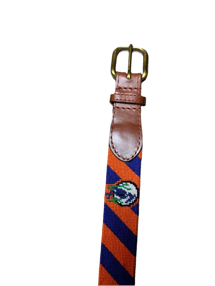 Limited SMATHERS & BRANSON  NEEDLEPOINT BELT MEN'S SIZE 38 Orange / Navy - Image 3 of 4