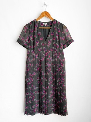 kenzo pleated dress Kenzo Pre-Owned pinstripe-pattern Pleated Dress | Grey