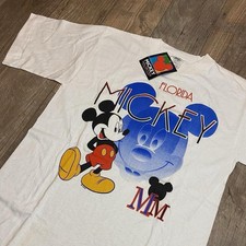 NWT Vintage 90s Mickey Mouse Florida T Shirt By Sherry Mfg Co. Disney Rare Med