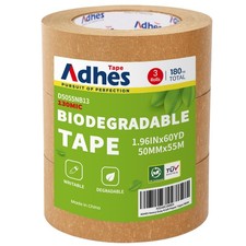 ADHES Kraft Paper Tape, 2 Inch x 60 Yards x 3 Rolls, Biodegradable Paper Pack...