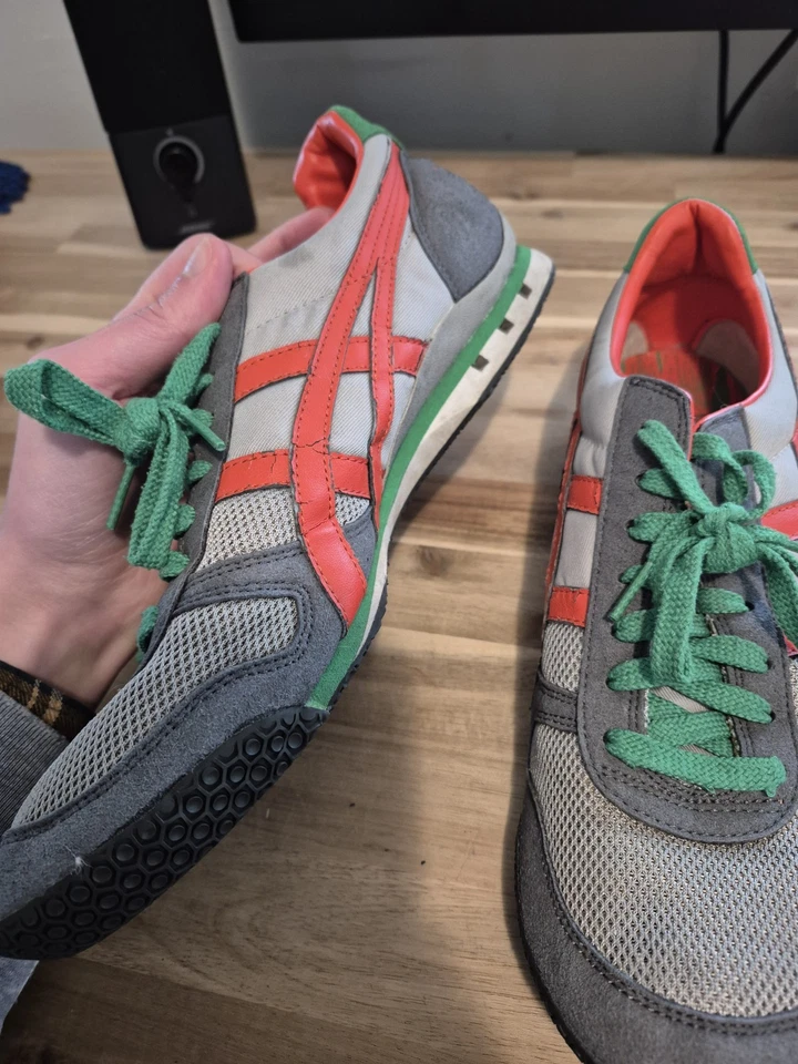 复古 Onitsuka Tiger Ultimate 81 绿色柳树灰色橙色鞋男式 10.5 — 第 3/4 张图片