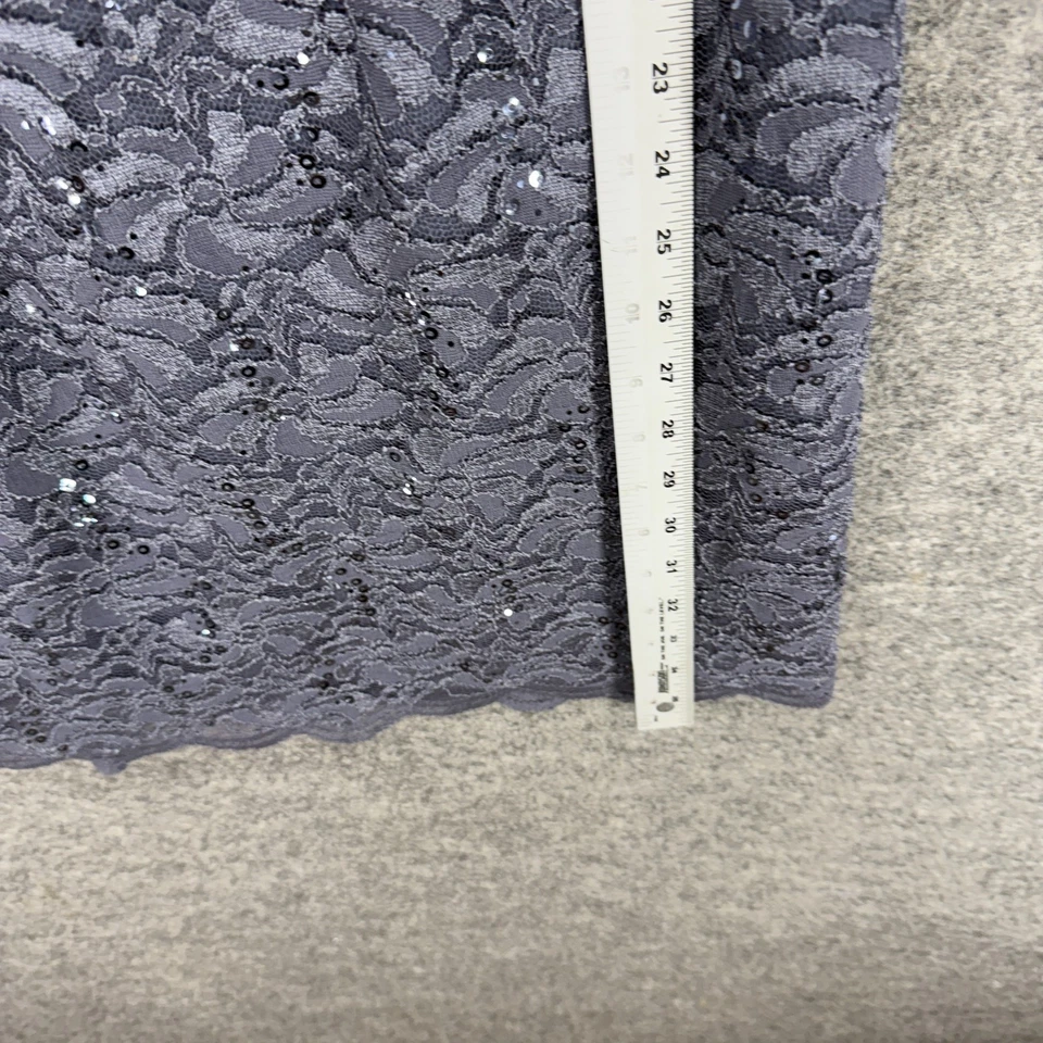 Alex Evenings Dress Women 4P Petite Gray Floral Crochet Sheath Midi Sequin Zip - Image 4 of 4