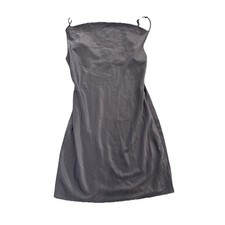 Nasty Gal Silver Satiny Drapey Neck Dress Sz 6