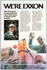 1981 Exxon Oil Vintage Print Ad Bob Payne Turning Coal into Liquid Fuel