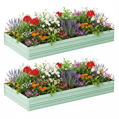 2Pack 7.5x4x1ft Outdoor Galvanized Raised Garden Beds Rust-Resistant Planter Box