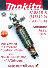 MAKITA 5188198 (618819-9) Pre-Owned Armature Assy. for 9501B N9501B 4" A/Grinder